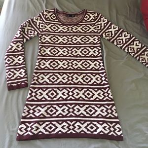 Maroon and white Double Zero knit dress